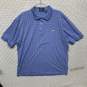 Masters Collection Golf Polo Shirt Men Sz L  60's Two-Play Mercerized Blue Check